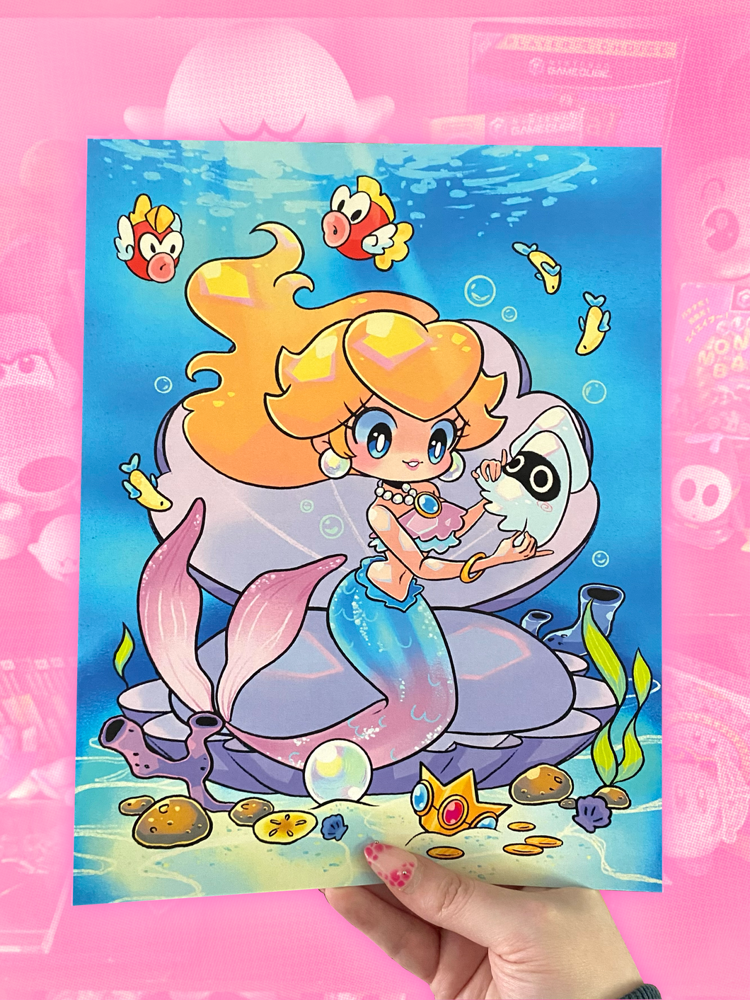 Mermaid Peach 8.5x11 Print